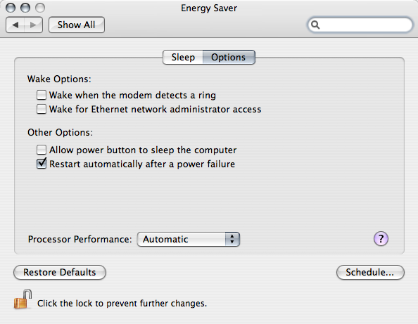 OS X Energy Saver